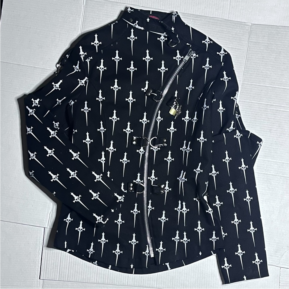 Lip Service Skull Dagger Print Jacket